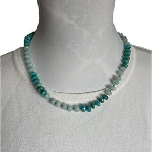 Teal & Light Blue Beaded Statement Necklace